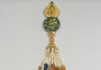 图片[3]-Gold pendant with turquoise inlay, Qianlong reign (1736-1795), Qing dynasty-China Archive